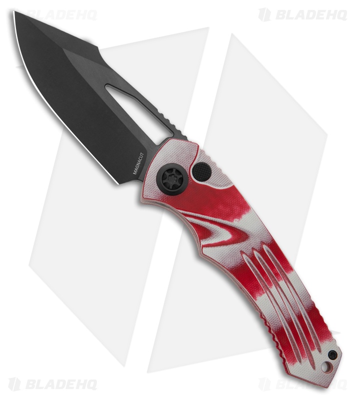Heretic Knives Pariah Button Lock Knife Candy Cane