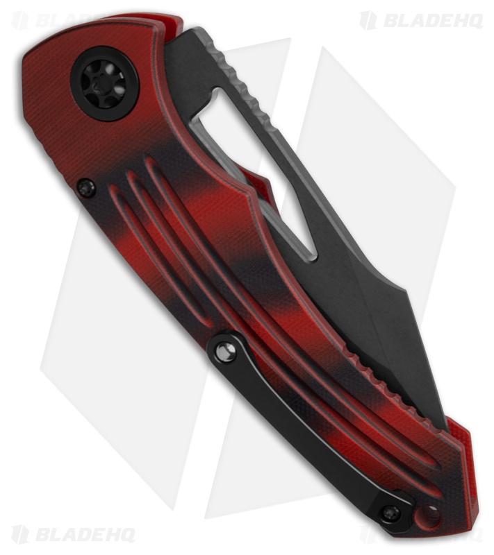 Heretic Knives Pariah MagnaCut Button Lock Knife Red/Black G-10 (3.8" DLC)