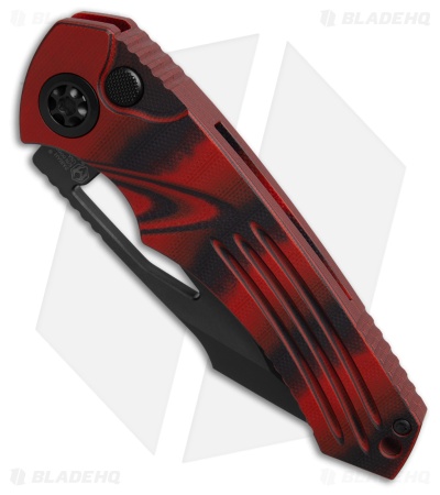 Heretic Knives Pariah MagnaCut Button Lock Knife Red/Black G-10 (3.8" DLC)