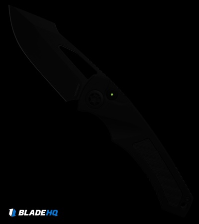Heretic Knives Pariah Automatic Knife Black Aluminum + GLOW CF (3.8" DLC)