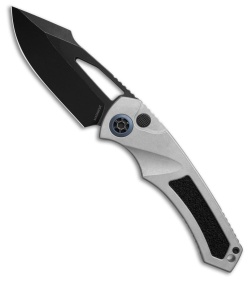 Heretic Knives Pariah Manual Button Lock Knife Blizzard Worn Al (3.8" Black)