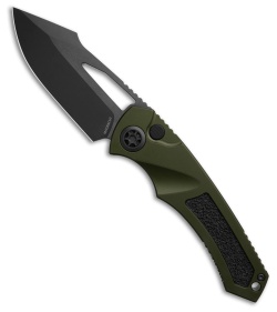 Heretic Knives Pariah Manual Button Lock Knife OD Green Aluminum (3.8" DLC)