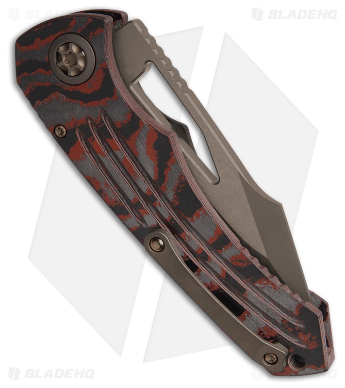 Heretic Knives Pariah Manual Button Lock Knife Blood Red CC (3.8" Bronze)