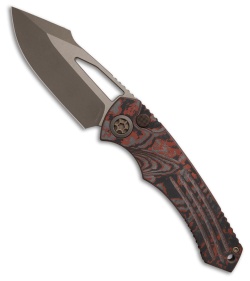 Heretic Knives Pariah Manual Button Lock Knife Blood Red CC (3.8" Bronze)