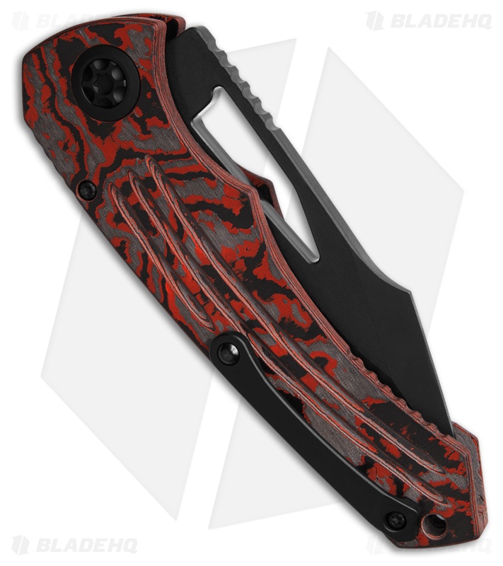 Heretic Knives Pariah Manual Button Lock Knife Red Camo Carbon Fiber (3.8" DLC)