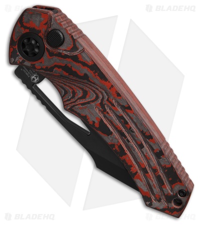 Heretic Knives Pariah Manual Button Lock Knife Red Camo Carbon Fiber (3.8" DLC)