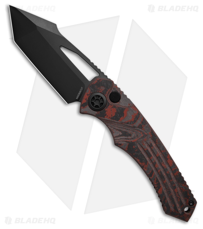 Heretic Knives Pariah T/E Button Lock Knife Blood Red Camo CF (3.8" DLC)