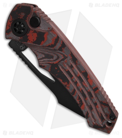 Heretic Knives Pariah T/E Button Lock Knife Blood Red Camo CF (3.8" DLC)