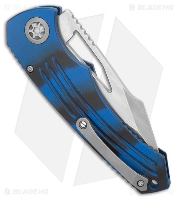 Heretic Knives Pariah MagnaCut Button Lock Knife Blue/Black G-10 (3.8" SW)