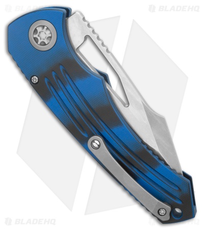 Heretic Knives Pariah MagnaCut Button Lock Knife Blue/Black G-10 (3.8" SW)