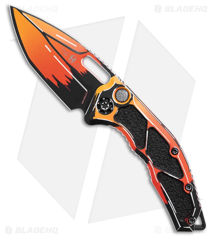 Heretic Knives Medusa Auto Tanto Knife Orange Cel-Shade (3" Cerakote)