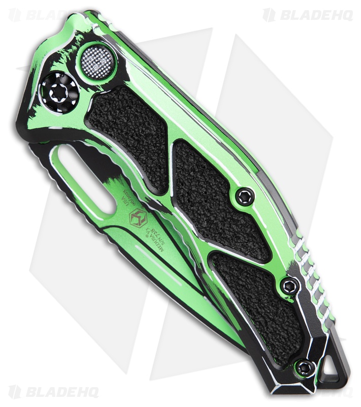 Heretic Knives Medusa Auto Tanto Knife Toxic Green Cel-Shade (3" Cerakote)