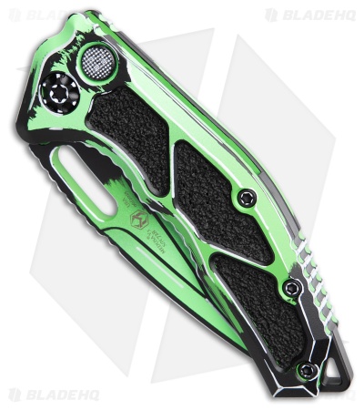 Heretic Knives Medusa Auto Tanto Knife Toxic Green Cel-Shade (3" Cerakote)