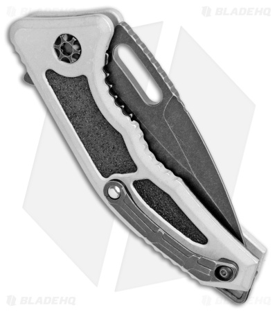 Heretic Knives Medusa Flipper Knife Blizzardworn Aluminum (3" Battleworn Black)