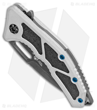 Heretic Knives Medusa Flipper Knife Blizzardworn Aluminum (3" Battleworn Black)