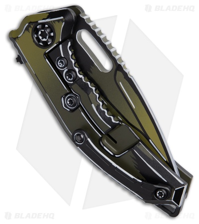 Heretic Knives Medusa Manual Frame Lock  OD Green Cel Shade Al (3" Cerakote)