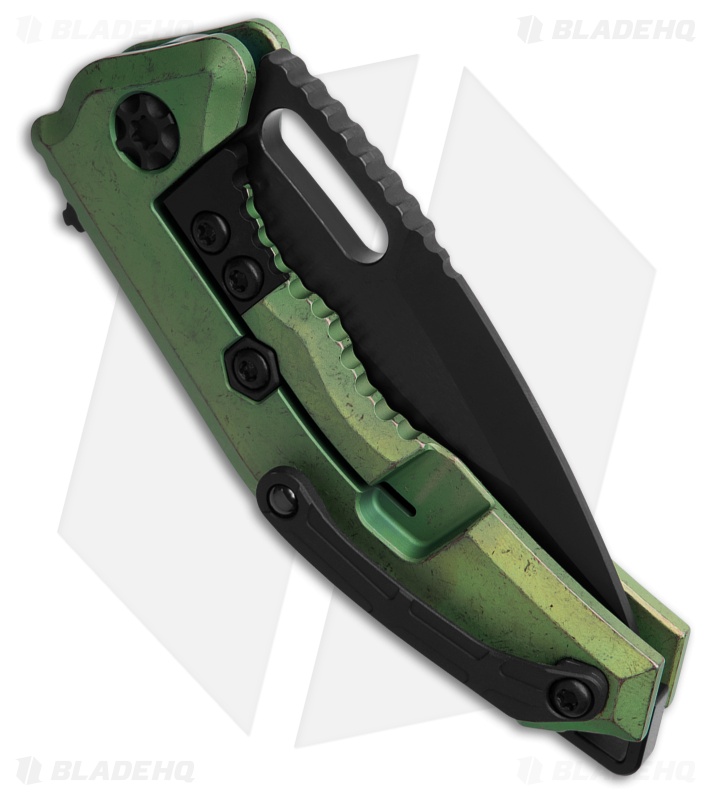 Heretic Medusa Antique Green Titanium Pocket Knife