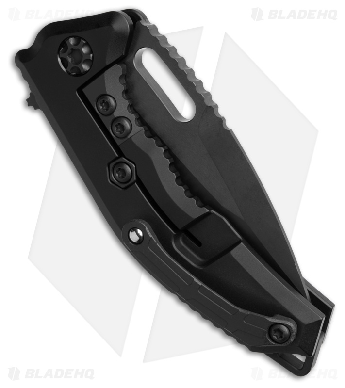 Heretic Knives Medusa Manual Frame Lock Knife Black Aluminum (3" DLC MagnaCut)