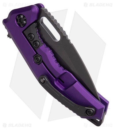 Heretic Knives Medusa Manual Frame Lock Knife Recurve Purple Aluminum (3" DLC)
