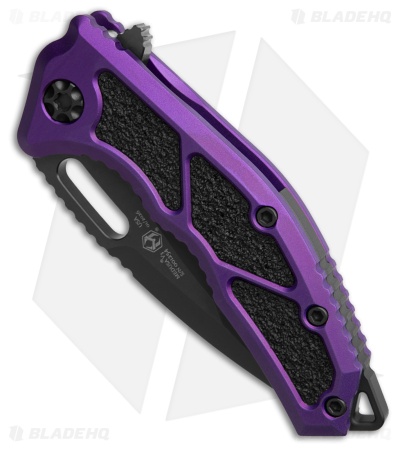 Heretic Knives Medusa Manual Frame Lock Knife Recurve Purple Aluminum (3" DLC)