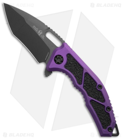 Heretic Knives Medusa Manual Frame Lock Knife Recurve Purple Aluminum (3" DLC)