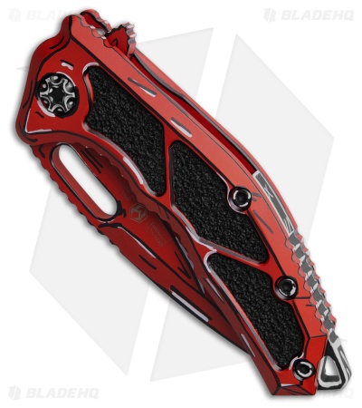 Heretic Knives Medusa Manual Frame Lock Knife Red Cell-Shaded Al (3" Cerakote)