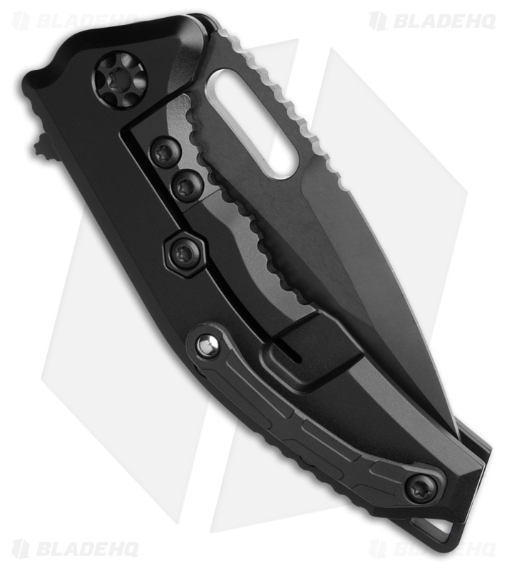 Heretic Knives Medusa Manual Recurve Frame Lock Knife Black Aluminum (3" DLC)