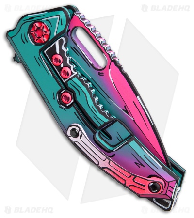 Heretic Knives Medusa Manual Tanto Frame Lock Knife Miami Vice (3" Miami Vice)