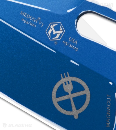 Heretic Knives Medusa Zero Forks Manual Frame Lock Knife Blue Al (3" Cel-Shade)