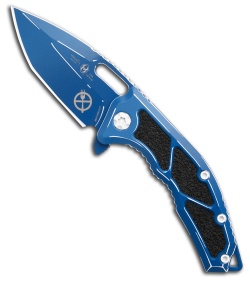 Heretic Knives Medusa Zero Forks Manual Frame Lock Knife Blue Ti (3&quot; Cel-Shade) | 229786