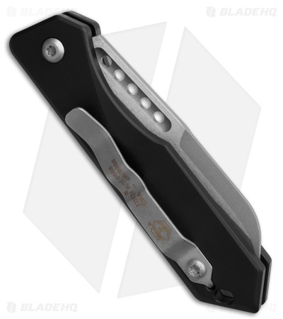 Heretic Jinn Automatic Knife Black Aluminum (3" Battleworn MagnaCut)