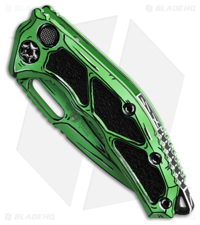 Heretic Knives Medusa Auto Recurve Knife Toxic Green Shaded Ti (3" Cerakote)