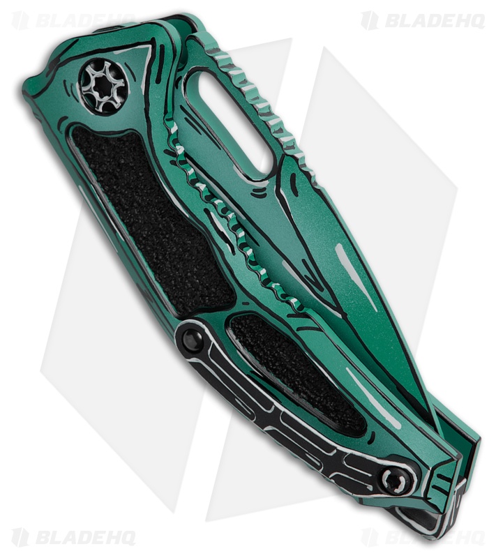 Heretic Knives Medusa Auto Recurve Knife Turquoise Cell-Shaded Al (3" Cerakote)