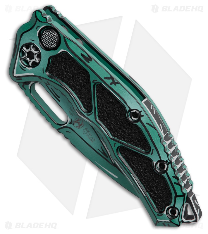 Heretic Knives Medusa Auto Recurve Knife Turquoise Cell-Shaded Al (3" Cerakote)