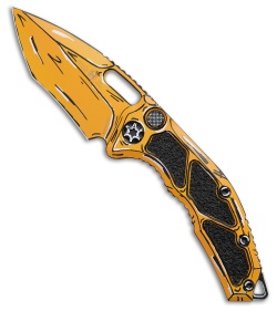 Heretic Knives Medusa Auto Recurve Knife Yellow Cell-Shaded Al (3" Cerakote)