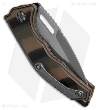 Heretic Knives Medusa Auto Tanto MagnaCut Knife Camo G-10 (3" Battleworn)