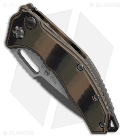 Heretic Knives Medusa Auto Tanto MagnaCut Knife Camo G-10 (3" Battleworn)