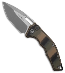 Heretic Knives Medusa Auto Tanto MagnaCut Knife Camo G-10 (3" Battleworn)