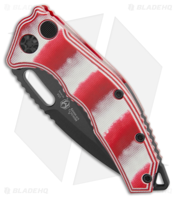 Heretic Knives Medusa Auto Tanto MagnaCut Knife Candy Cane G-10 (3" DLC)