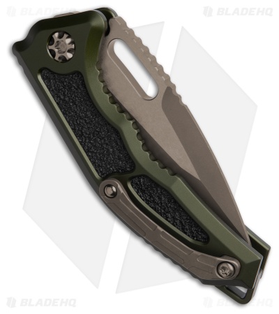 Heretic Knives Medusa Auto Tanto MagnaCut Knife OD Green Aluminum (3" Bronze)
