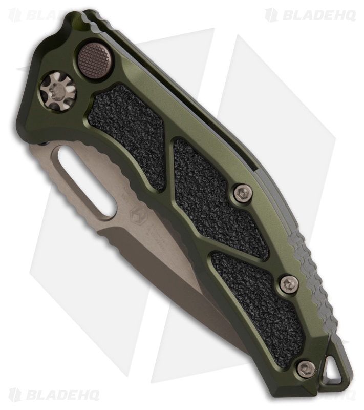 Heretic Knives Medusa Auto Tanto MagnaCut Knife OD Green Aluminum (3" Bronze)