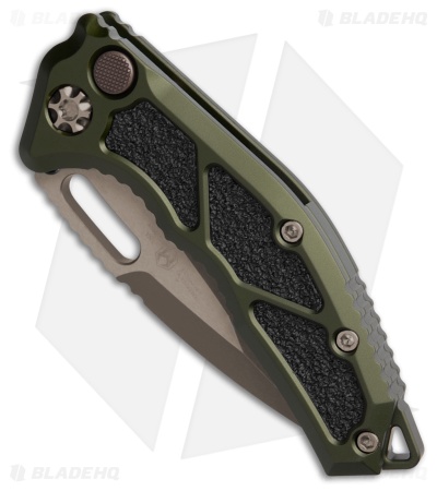 Heretic Knives Medusa Auto Tanto MagnaCut Knife OD Green Aluminum (3" Bronze)