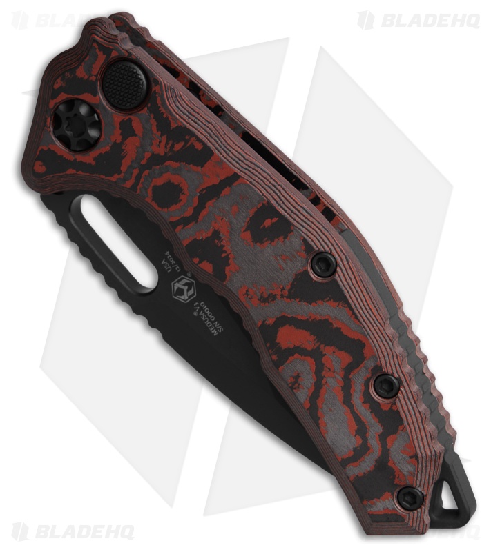 Heretic Knives Medusa Auto Tanto MagnaCut Knife Red Camo Carbon Fiber (3" DLC)