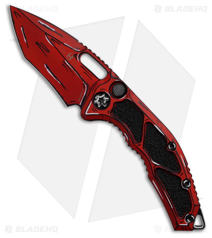 Heretic Knives Medusa Automatic Recurve Knife Red Cell-Shaded Al (3" Cerakote)