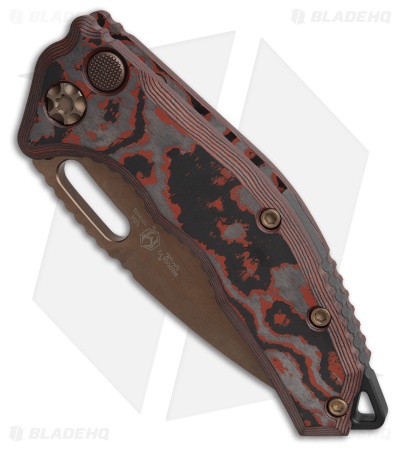 Heretic Knives Medusa Automatic Recurve Tactical Knife Red Camo CF (3" Bronze)