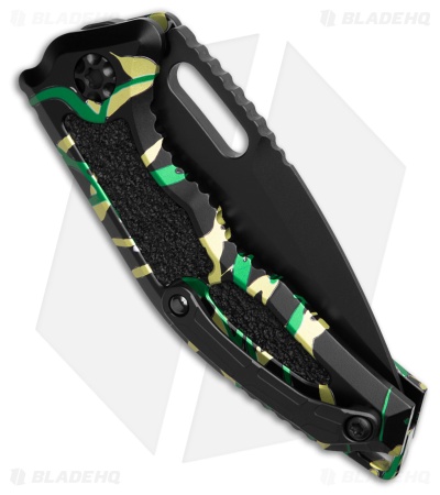 Heretic Knives Medusa Recurve Automatic Knife Green Splash (3" Black)