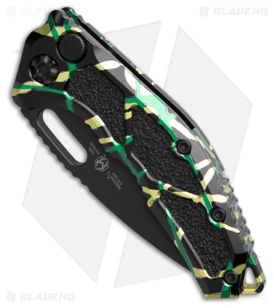 Heretic Knives Medusa Recurve Automatic Knife Green Splash (3" Black)