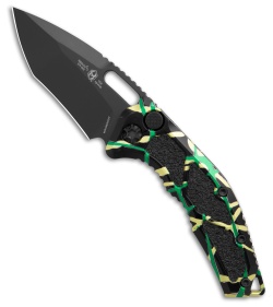 Heretic Knives Medusa Recurve Automatic Knife Green Splash (3" Black)
