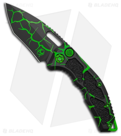 Heretic Knives Medusa Recurve Automatic Knife UV Toxic Magma (3" Black )