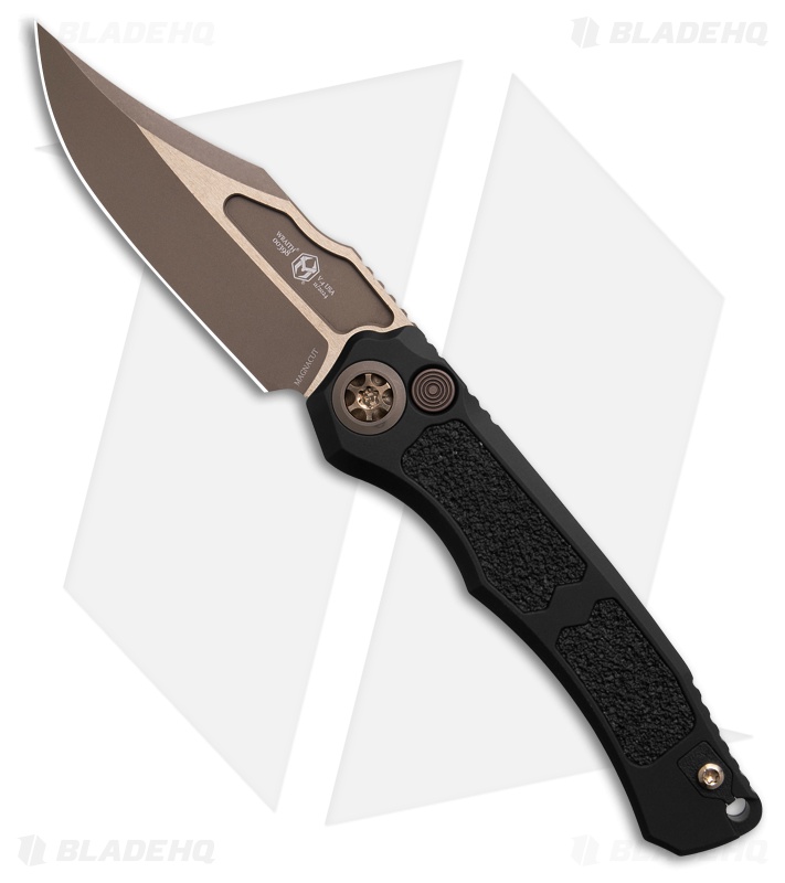 Heretic Knives Wraith Auto Bowie Knife Black Aluminum (3.6" Bronze)